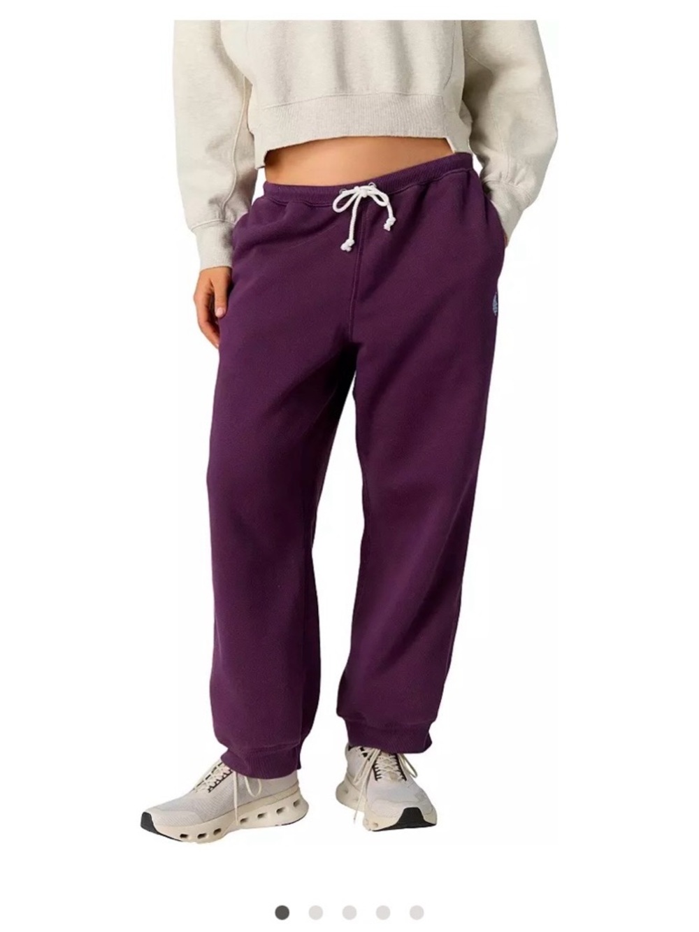 FP Movement by Free People Deep Magenta Pull-On Joggers with White Drawstring